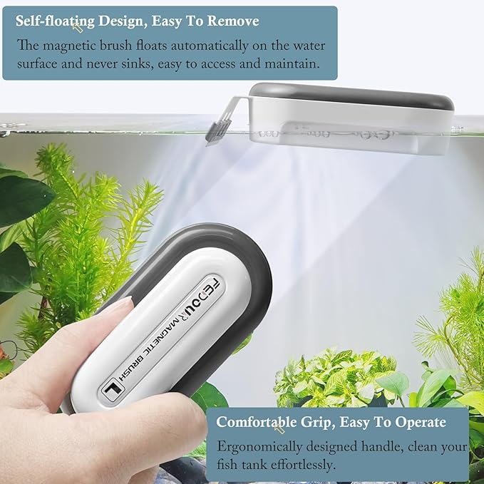 FEDOUR Aquarium Strong Magnetic Cleaner with 2 Detachable Algae Scraper 1/3-1 inch