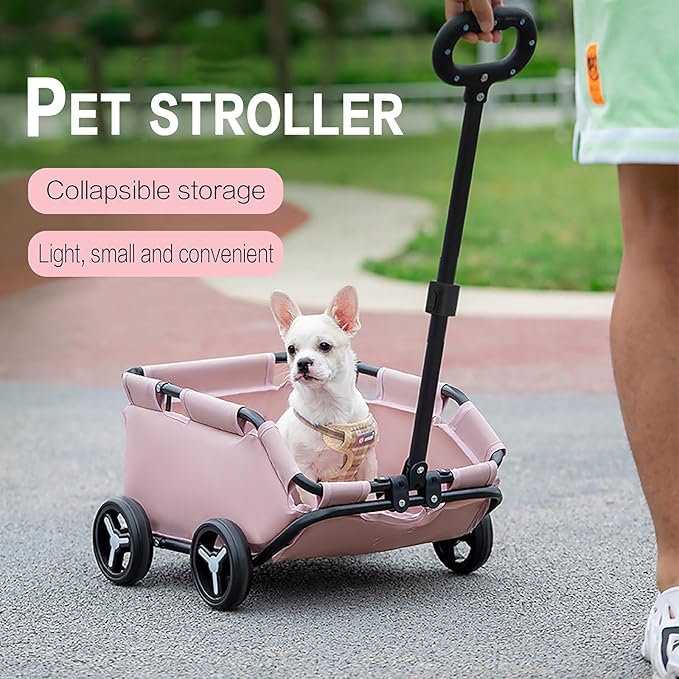 Dog Stroller 4 Wheels Folding Dog Cart Pet Stroller for Travelling Shopping Walking Playing for Small Dogs Cats 13.2lbs