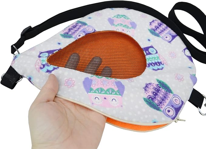 Sugar Glider Bonding Pouch Carrier Bag with Mesh Window Adjustable Strap for Ferret Rat Small Pets