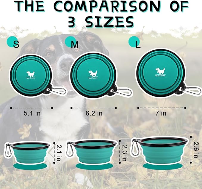 Rest-Eazzzy Large Collapsible Dog Bowls 1000 ml 2-Pack Dog 2 Carabiners,