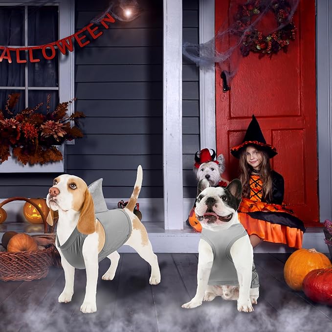 2 Pcs Halloween Dog Shark Costumes Fish Fin