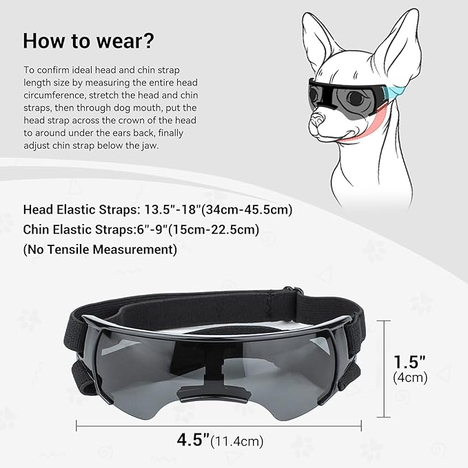 ENJOYING Dog Sunglasses Small Dog Goggles Anti-UV Doggy Glasses for Small Dogs Big Cats Impact/Wind/Dust/Fog Proof Puppy Eye Protection