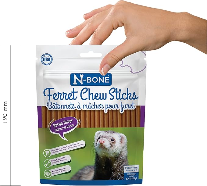 N-Bone Ferret Chew Sticks Bacon Flavor 3.74-oz Bag
