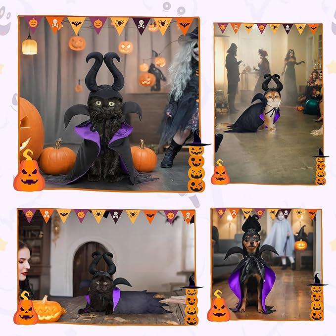 Dog Halloween Witch Costume Dog Wizard Cape Cat