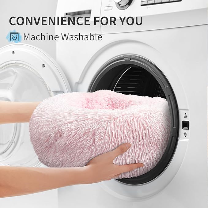 Deluxe Calming Dog Bed for Small Medium Dogs & Cats S(24" x 24" x 8"))