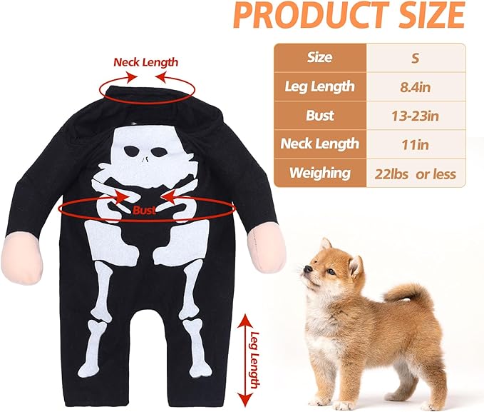 Dog Costume Halloween Skeleton Skull Outfit and Hat for Cats