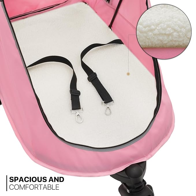 MoNiBloom Pet Stroller for Large Dogs or Multiple Dogs Cats with Adjustable Handle 3-Wheels Dual 55 lbs,