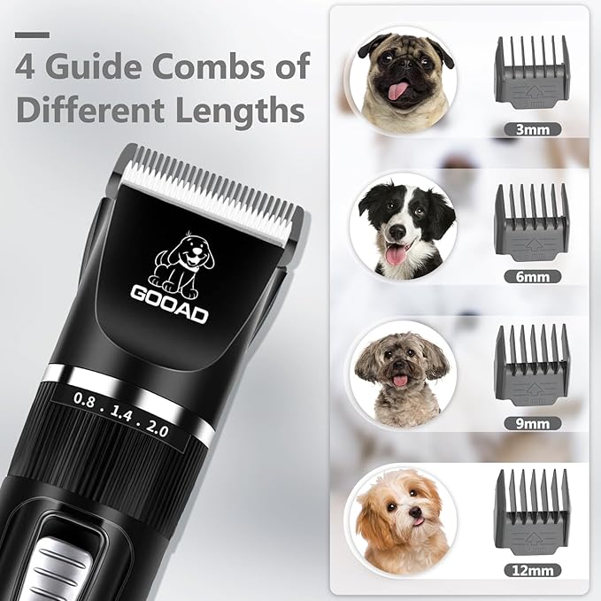Dog Clippers Grooming Kit Hair Clipper -4 in 1Low Noise -Rechargeable-Cordless Quiet Paw Trimmer Nail Grinder