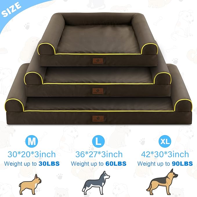 Hygge Hush 100% Waterproof Dog Bed 42"x30", Brown)