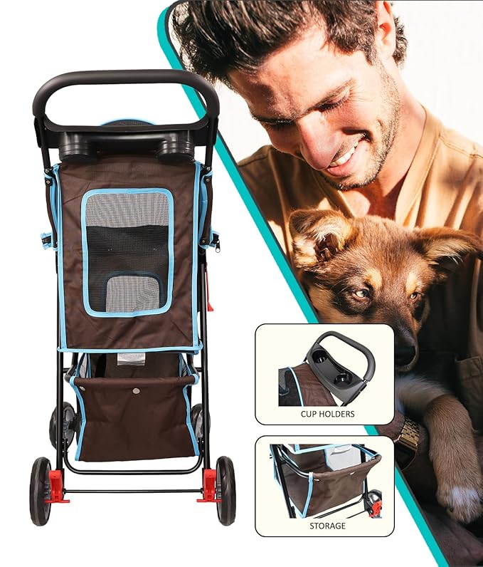 AmorosO 4 Wheels Pet Convenient Stroller