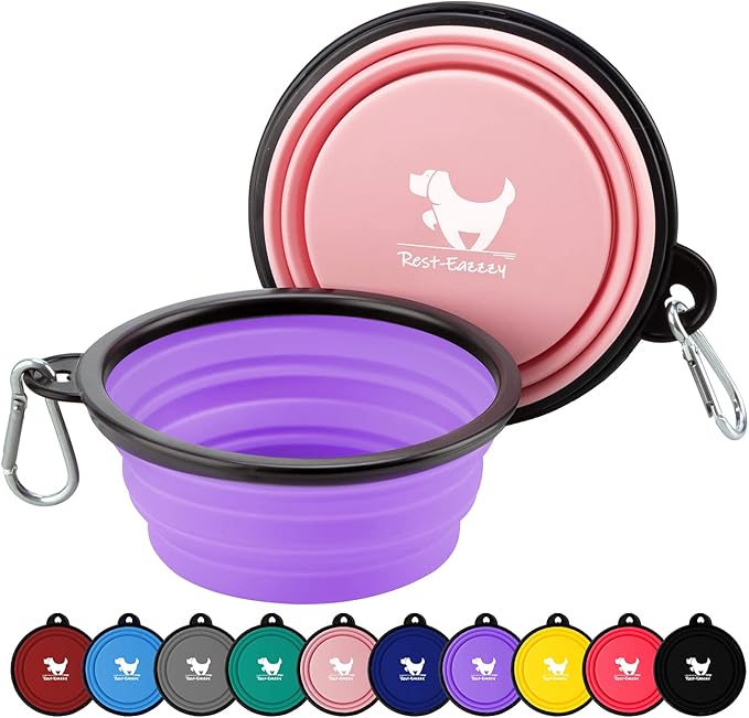 Collapsible Dog Bowls for Travel 2-Pack Dog 2 Carabiners,