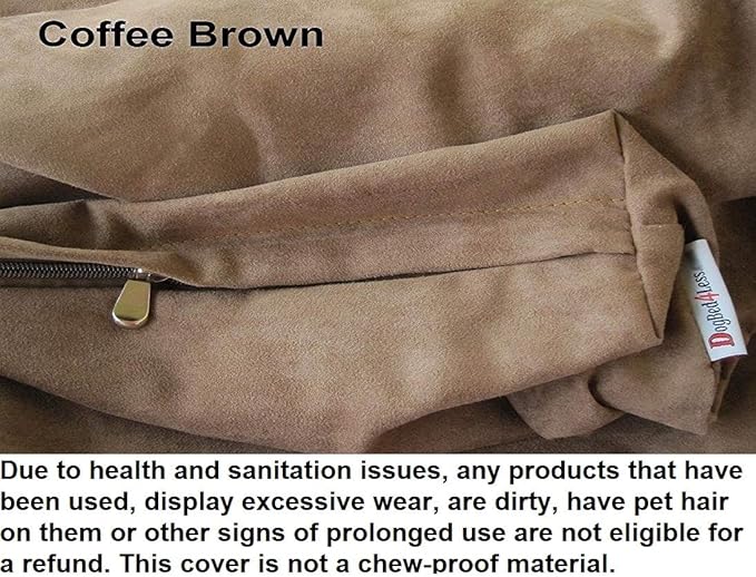Dogbed4less DIY Pet Bed Pillow Brown MicroSuede Duvet Cover and Waterproof Internal Case for Dog and Cat at 35X20X4 Inch