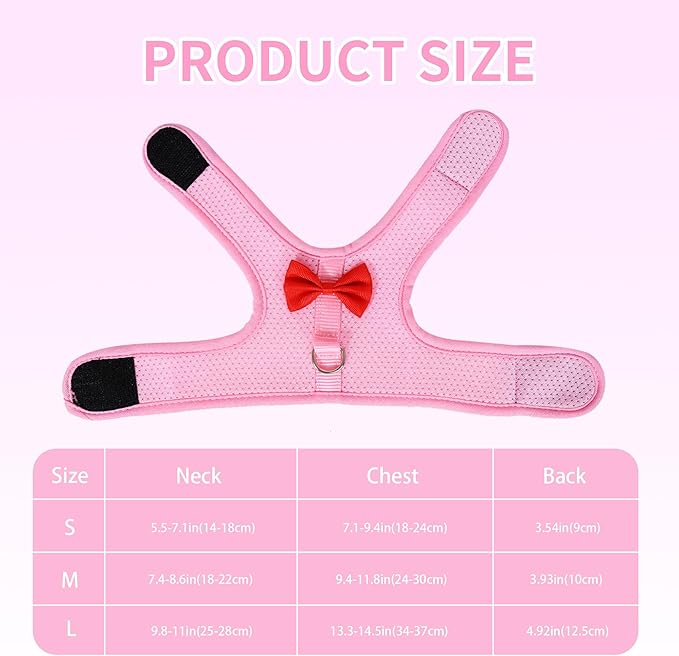 AIITLE Bunny Harness and Leash Set with Cute Bow