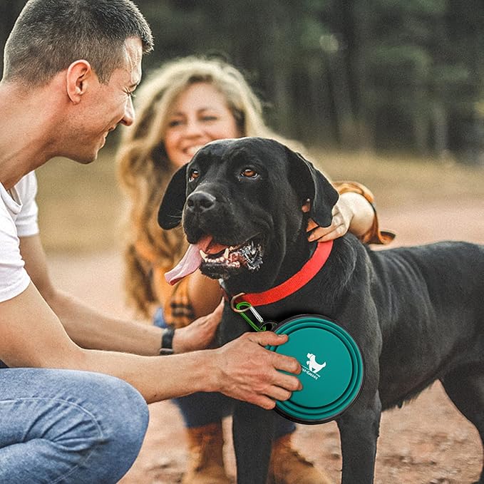 Rest-Eazzzy Collapsible Dog Bowls for Travel 2-Pack Dog 2 Carabiners,