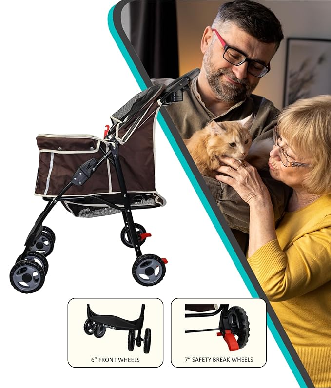 AmorosO 4 Wheels Pet Convenient Stroller
