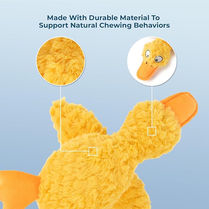 Best Pet Supplies Ducky Doodle Squeaky Crinkle Plush Toy for Small and Medium Breed Puppies or Dogs – Ducky Doodle (Gold)