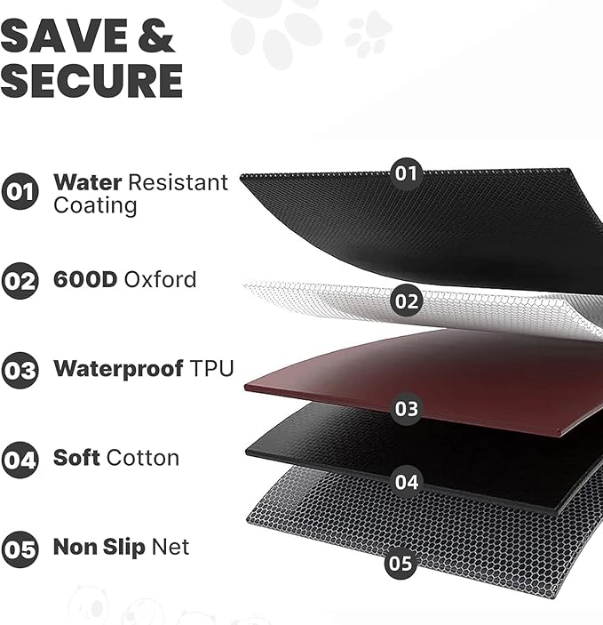 Dog Car Seat Cover for Back Seat Waterproof Car Seat Protector for Dogs with Side Flaps Scratchproof Dog Backseat Cover