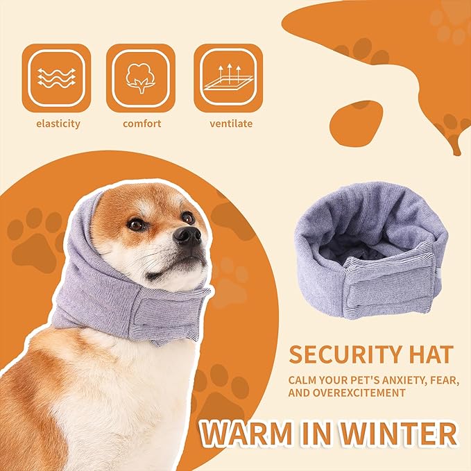 Dog Ear Muffs Noise Protection,Dog Hematoma Ear Wrap, Upgraded Velcro Dog Headband for Anxiety Relief, Warm Dog Ear Cover Winter Hat, Dog Ear Covers for Bath, Thunderstorms