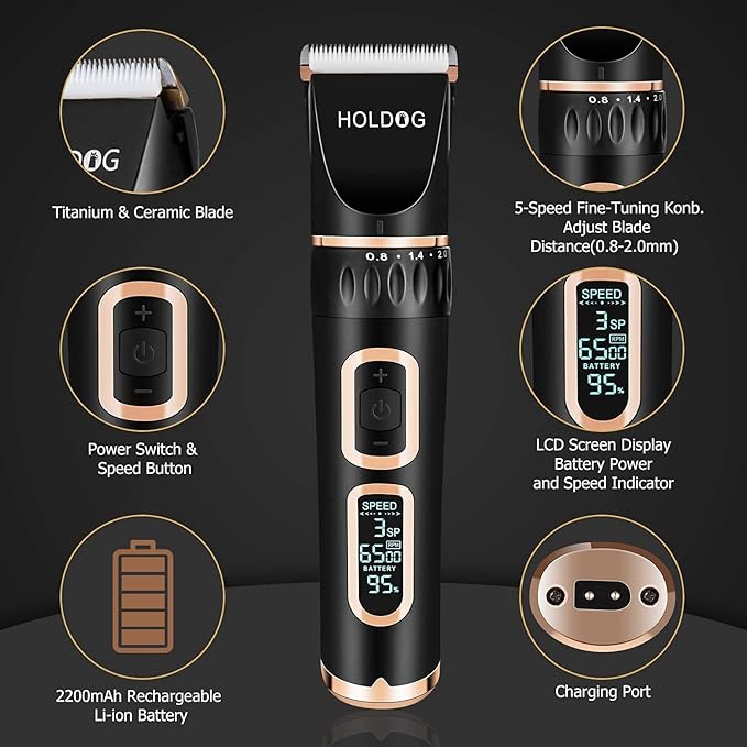 Dog Clippers Professional Heavy Duty Grooming Clipper 3-Speed