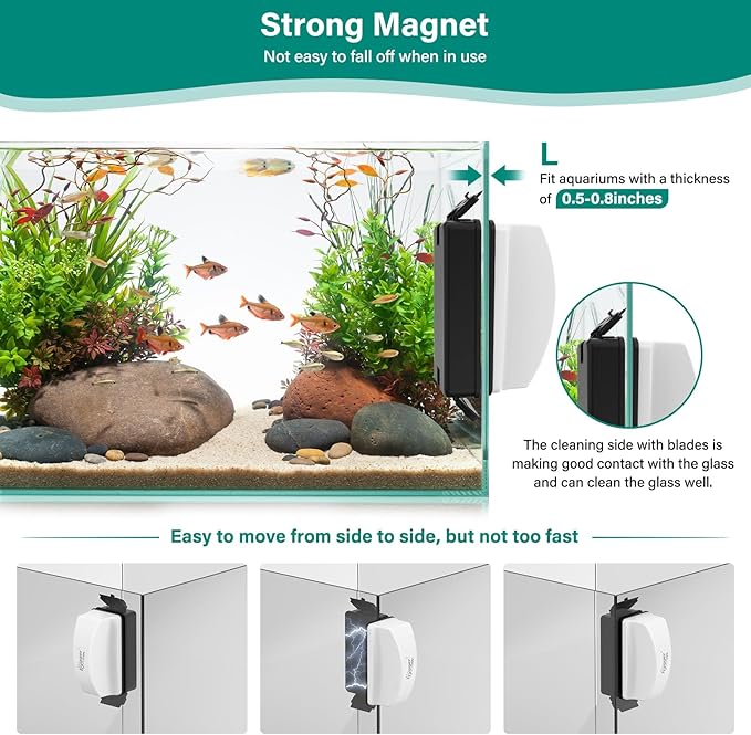 hygger Magnetic Aquarium Glass Cleaner 4 Detachable