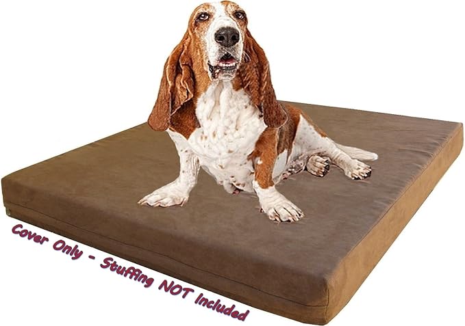 Dogbed4less DIY Pet Bed Pillow Brown MicroSuede Duvet Cover and Waterproof Internal case for Dog at 41X27X4 Inch