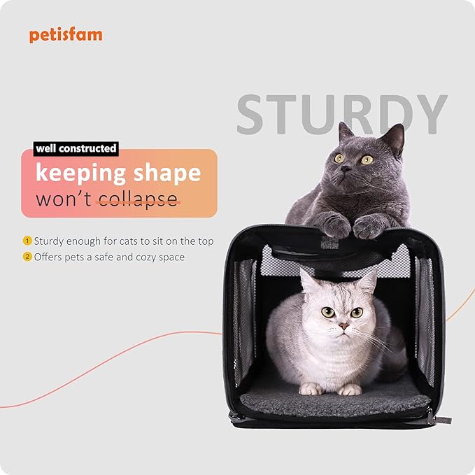 petisfam Easy Load Soft Pet Carrier Bag for Large and Medium Cats with Top Entry and Shoulder Strap. Sturdy