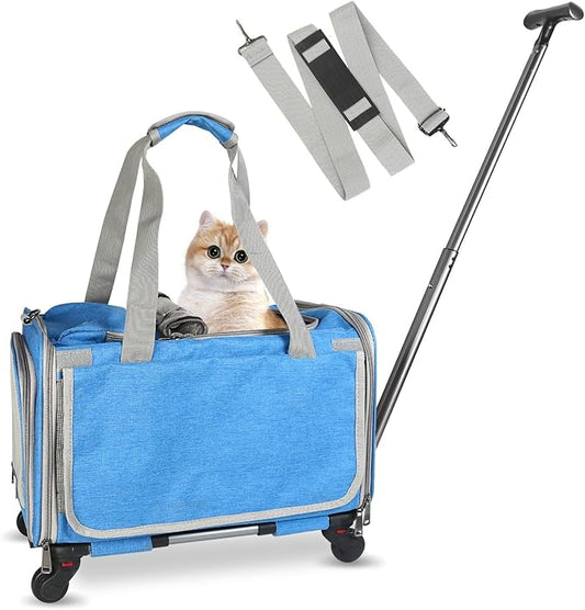 Airline Approved Expandable Premium Pet Carrier on Wheels 25 LBS(Upgrade