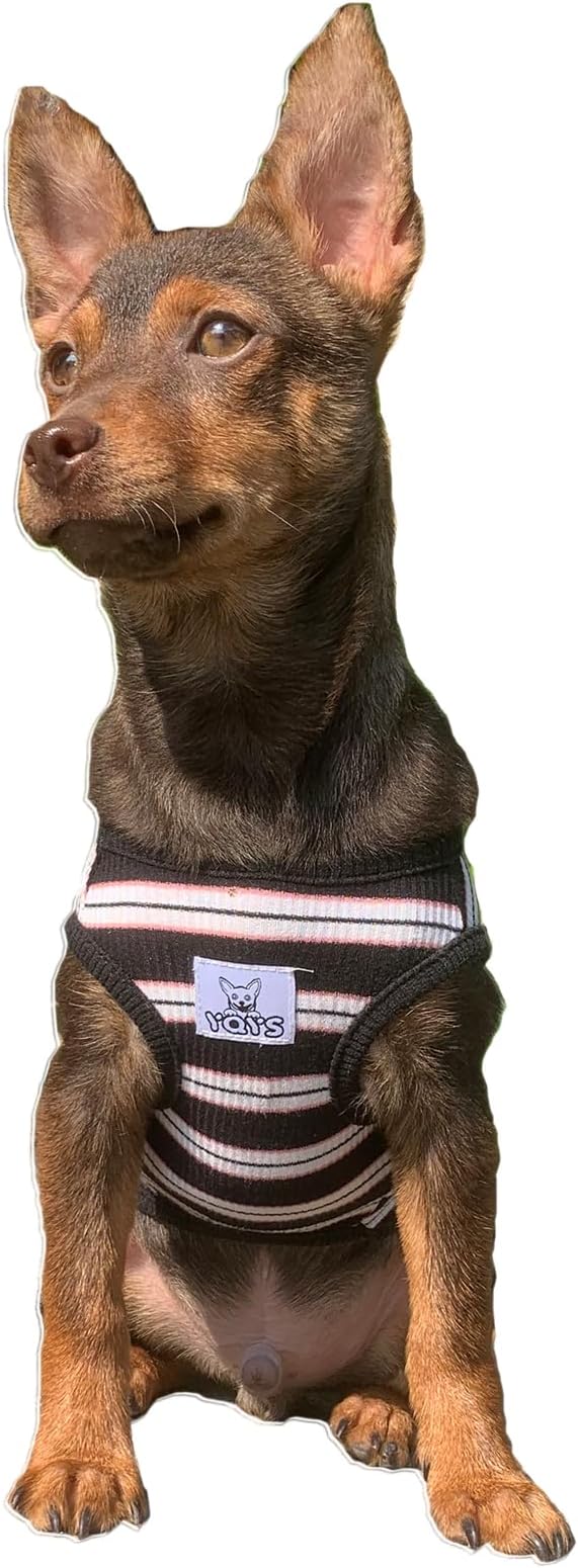 YQYS Dog Shirts Multi-color Striped Cotton Vest for Small Dogs and Cats Puppy Clothes Teacup Dog Clothing Tank Top for Chihuahua Miniature Pinscher Black Large