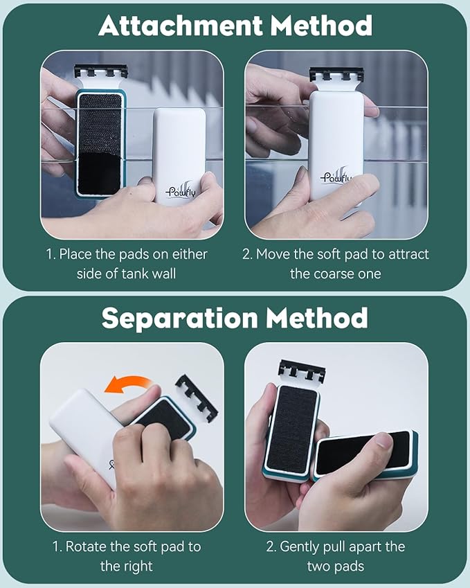 Pawfly Strong Magnetic Fish Tank Cleaner Aquarium Glass 2 Detachable 1/4 Inch