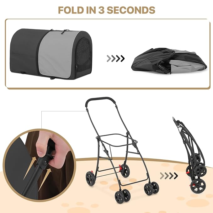 MoNiBloom Double Dog Stroller with Detachable Carrier Bags Large 4 Wheels Foldable Jogger for Small and Medium Dog Cats