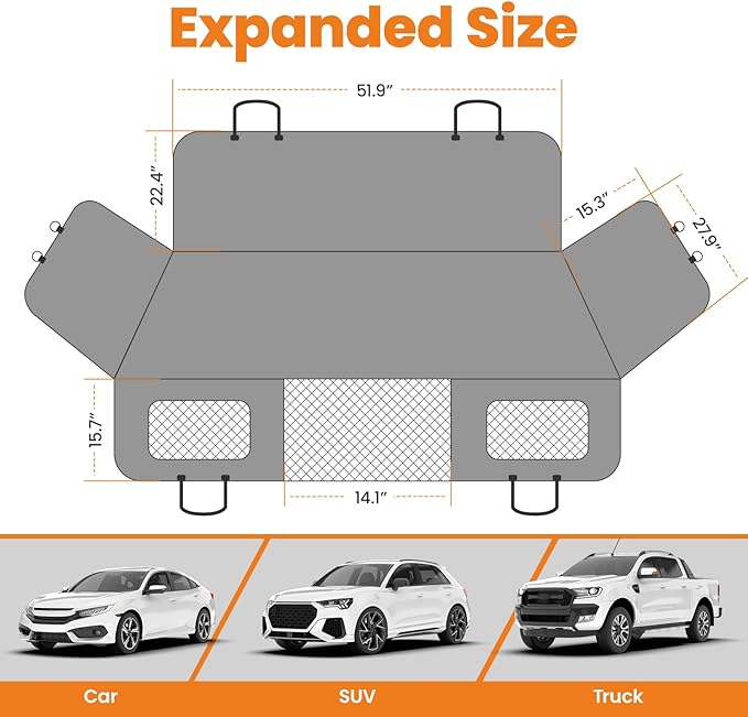 maXpeedingrods Dog Car Seat Cover with Hard Bottom for Back Seat 440LB for 600D Oxford
