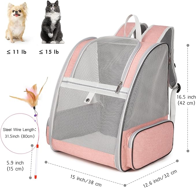 Cat Backpack Carrier 15lbs, Ventilated