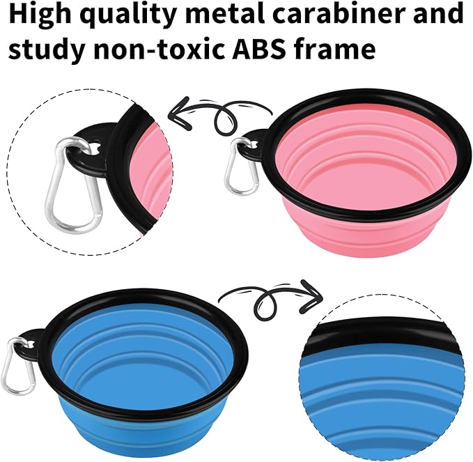 COOYOO Collapsible Dog Bowl 2 Pack 2 Carabiners