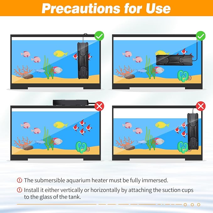 Aquarium Heater 300W/500W/800W/1000W for 20-300 Gal