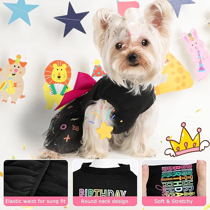 Dog Birthday Dress, Dog Dresses for Small Dog Girls, Cute Pet Princess Puppy Clothes Female Dog Clothes for Chihuahua Yorkie Clothes Small Dog Birthday Outfit Apparel