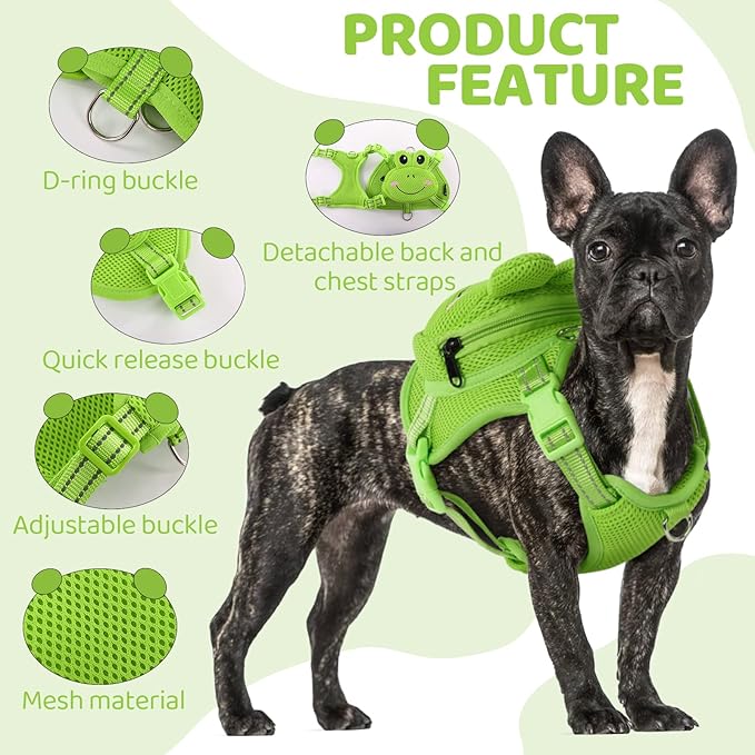 Dog Harness Backpack Cute Doggie Backpack Carrier for Small Medium Dogs