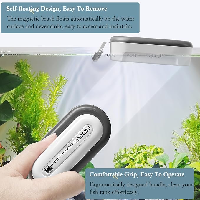 FEDOUR Aquarium Strong Magnetic Cleaner with 2 Detachable Algae Scraper 1/3-1 inch