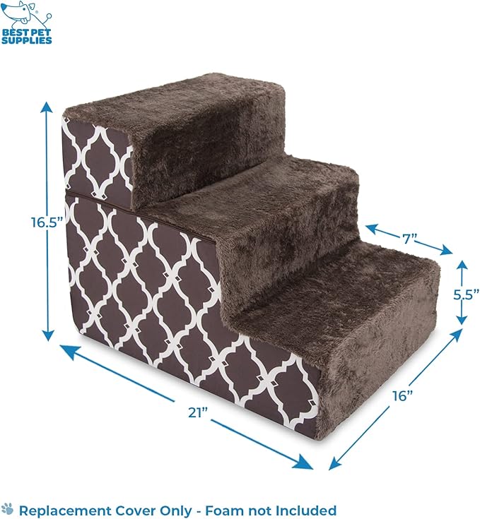 Best Pet Supplies Foldable Pet Stairs Cover for Foam Dog Ramps 3-Step