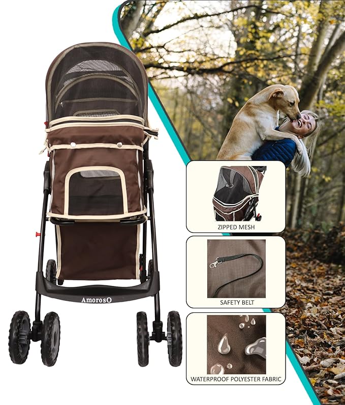 AmorosO 4 Wheels Pet Convenient Stroller