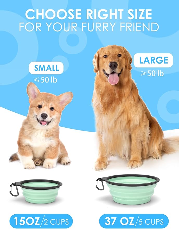 Aonkey Collapsible Dog Bowls with Bottle Carrier 2 Pack 37oz