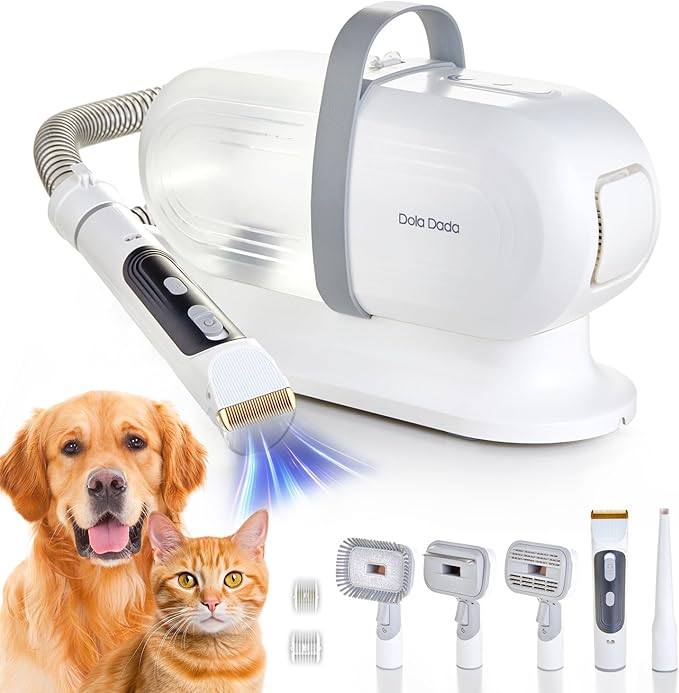 Dog Grooming Kit 5 Pet 11000Pa Suction, 2L Capacity,