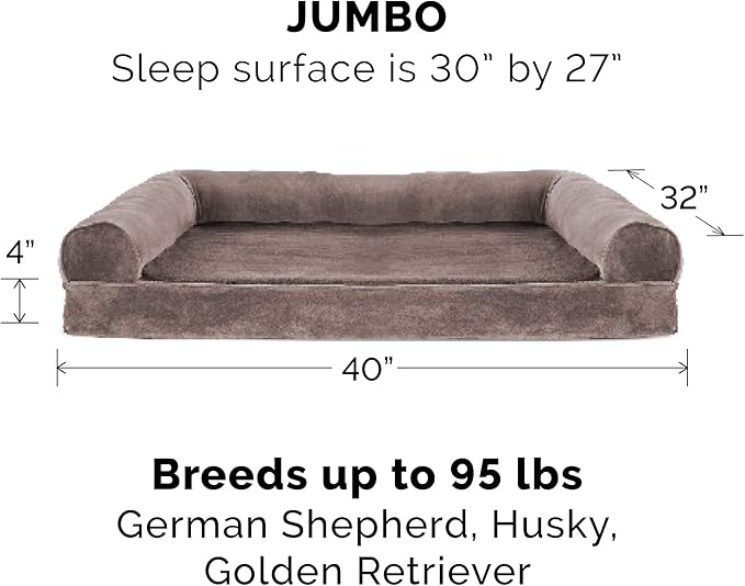 Furhaven Replacement Dog Bed Cover Faux Fur & Velvet Sofa-Style