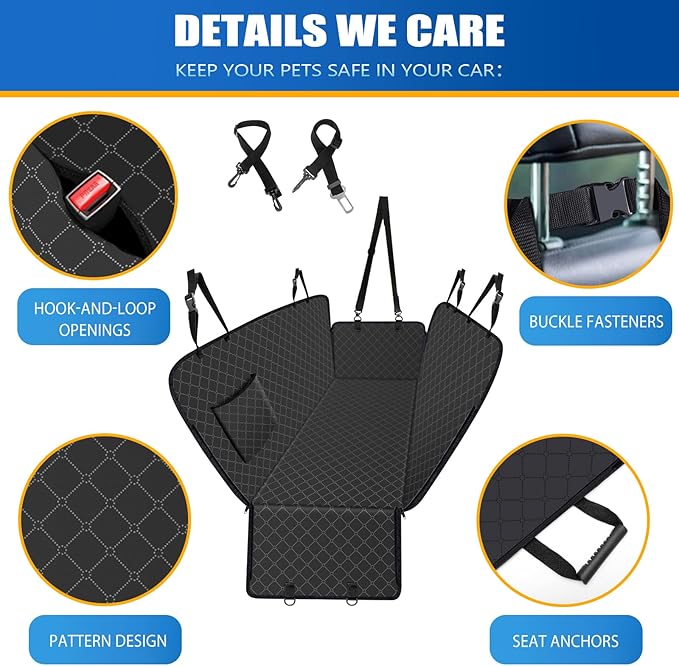 Dog Car Seat Cover for Back Seat Dog Seat Cover with Storage Pocket Dog Hammock Protects Against Dirt Dog Seat Covers for Cars Scratch Prevention Fits for SUVs and Trucks 54"x 58"