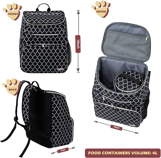 BAGLHER Dog Travel Bag Backpack 2 Silicone 2 Food