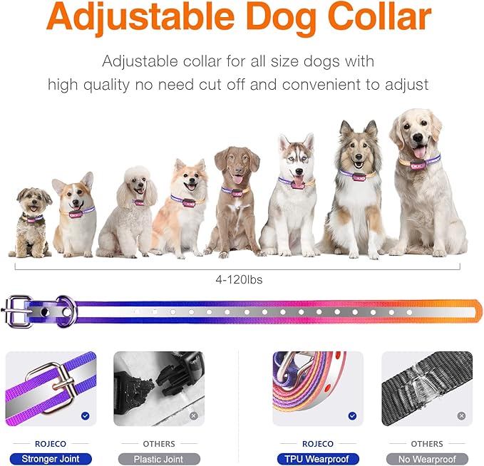 ROJECO Dog Training Collar with 3300FT Remote,IPX7 Waterproof Dog,3 Safe