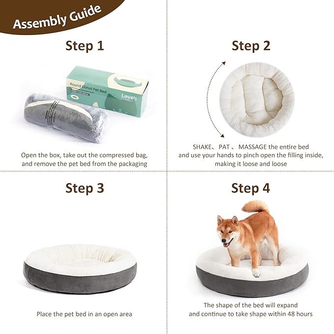 Love's cabin Round Donut Cat and Dog Cushion Bed 20in Pet