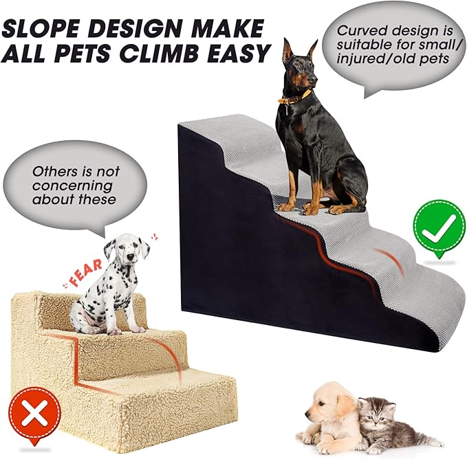 Dog Stairs for High Beds 24-28 inches 5 Tiers