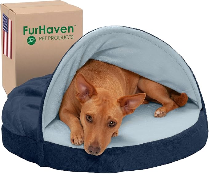 Furhaven 26" Round Memory Foam Dog Bed for Medium/Small Dogs w/ Removable Washable Cover 30 lbs 26-inch