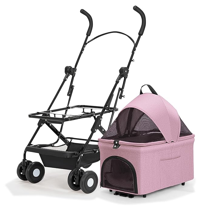 3 in 1 Dog Stroller 4 Wheels Folding