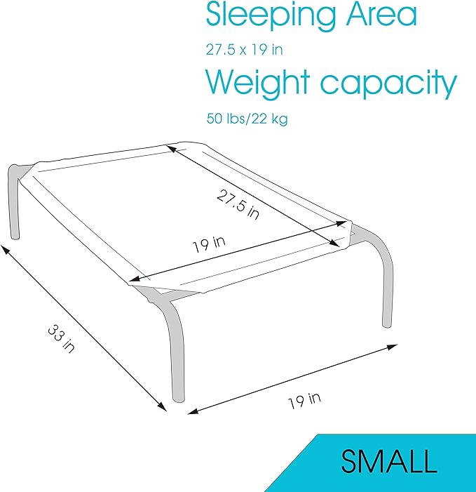 PHYEX Heavy Duty Steel-Framed Portable Elevated Pet Bed 33" L 19" W 7.5" H(S,